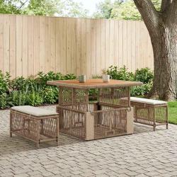 Ensemble de salle &agrave; manger pour jardin 3 pcs Beige et cr&egrave;me