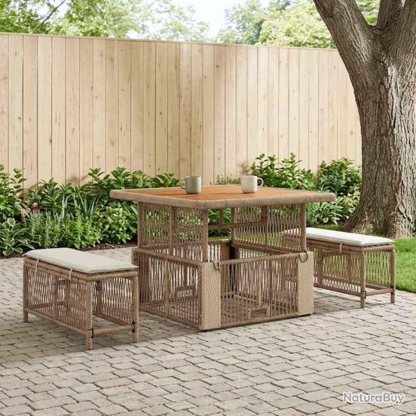 Ensemble de salle � manger pour jardin 3 pcs Beige et cr�me