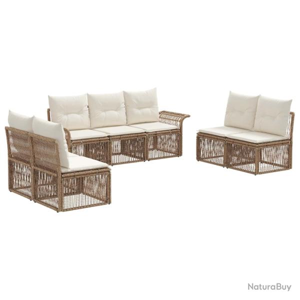 Ensemble de canap� de jardin 7 pcs Beige polyrotin
