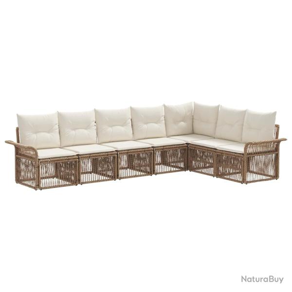 Ensemble de canap� de jardin 7 pcs Beige polyrotin