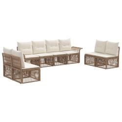 Ensemble de canap&eacute; de jardin 8 pcs Beige polyrotin