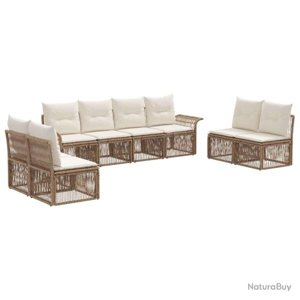 Ensemble de canap� de jardin 8 pcs Beige polyrotin