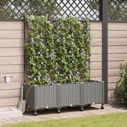 Porte-plante de jardin avec irrigation et roues 3 pc Gris clair
