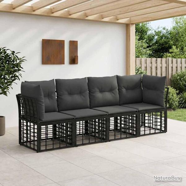 Ensemble de canap�s d'ext�rieur Noir Polyester