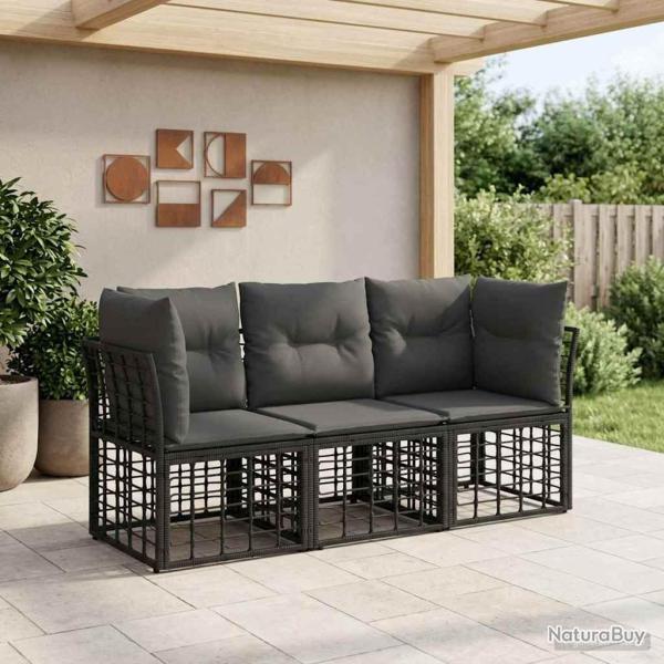 Ensemble de canap�s d'ext�rieur Noir Polyester