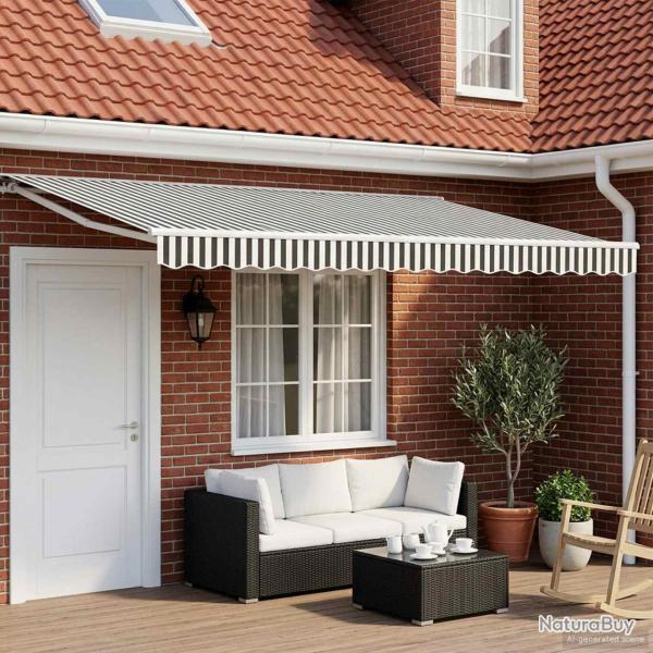 Cadre de store manuel avec LEDs Anthracite et blanc 4,5 � 3,5 m