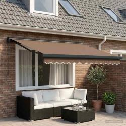 Auvent r&eacute;tractable Taupe 300 x 250 cm Tissu et M&eacute;tal