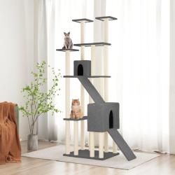 Arbre &agrave; chat avec griffoirs en sisal Gris fonc&eacute; 190 cm