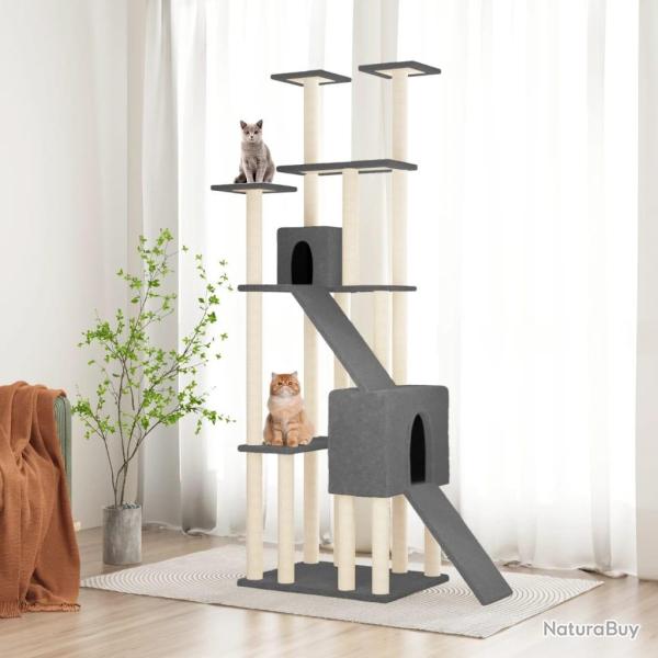 Arbre � chat avec griffoirs en sisal Gris fonc� 190 cm