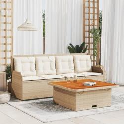 Salon de jardin avec coussins 3 pcs beige r&eacute;sine tress&eacute;e