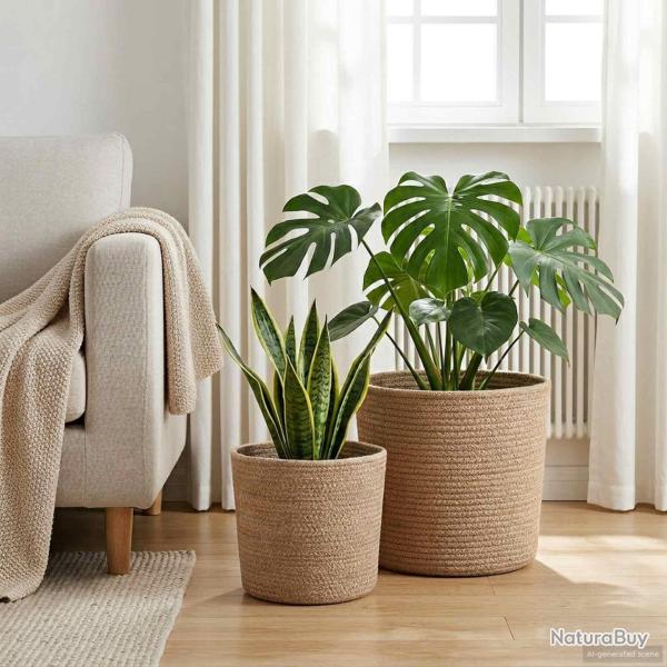 Ensemble de Pots � Plantes 2 pcs Naturel � 28 x 28 cm