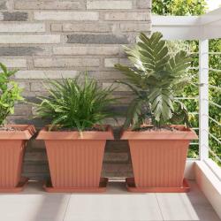 Pots de plantes 6 pcs Rouge brique 38 x 38 x 30 cm Plastique