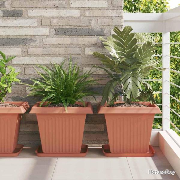 Pots de plantes 6 pcs Rouge brique 38 x 38 x 30 cm Plastique