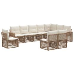 Ensemble de canap&eacute; de jardin 10 pcs Beige et blanc cr&egrave;me