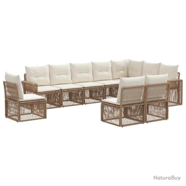 Ensemble de canap� de jardin 10 pcs Beige et blanc cr�me