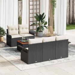 Ensemble de canap&eacute; de jardin 6 pcs Noir et Cr&egrave;me polyrotin