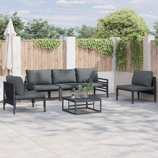 Ensemble de canap� de jardin avec coussin 6 pcs Noir Acier