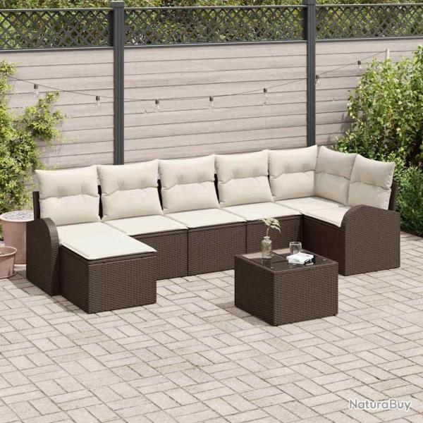 Ensemble de canap� de jardin 8 pcs Marron Poly rotin