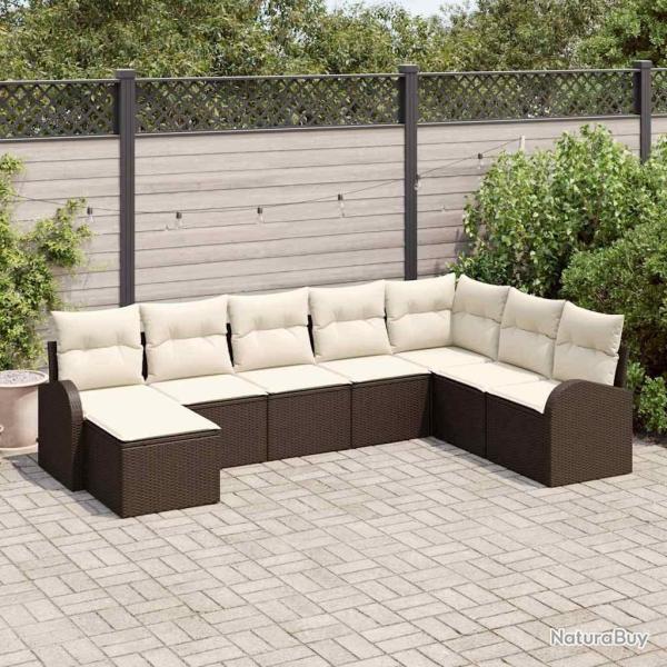 Ensemble de canap� de jardin 8 pcs Marron Poly rotin
