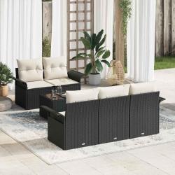 Ensemble de canap&eacute; de jardin avec coussin 6 pcs Noir et Cr&egrave;me