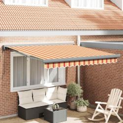 Auvent r&eacute;tractable jaune et blanc 3x2,5 m tissu et aluminium