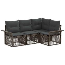 Ensemble de canap&eacute; de jardin 4 pcs Gris polyrotin