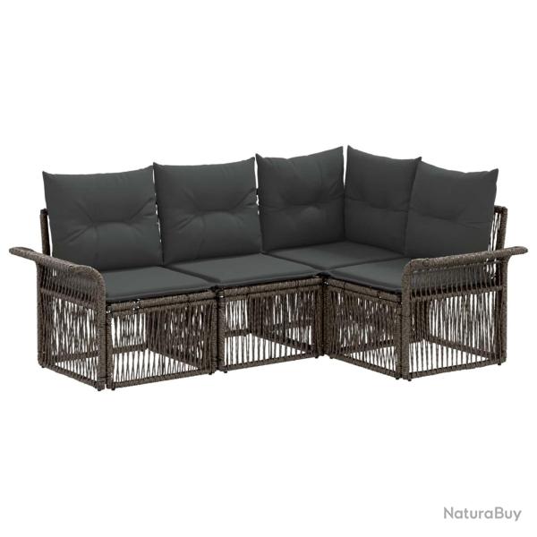 Ensemble de canap� de jardin 4 pcs Gris polyrotin