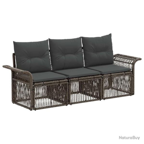 Ensemble de canap� de jardin 3 pcs Gris polyrotin