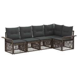Ensemble de canap&eacute; de jardin 5 pcs Gris polyrotin