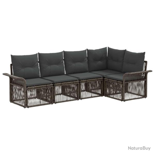 Ensemble de canap� de jardin 5 pcs Gris polyrotin