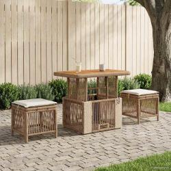 Ensemble de salle &agrave; manger pour jardin 3 pcs Beige et cr&egrave;me