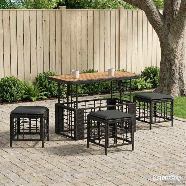 Ensemble de salle � manger pour jardin 4 pcs Noir et gris