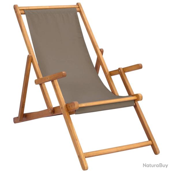 Chaise de plage Taupe Bois de teck massif