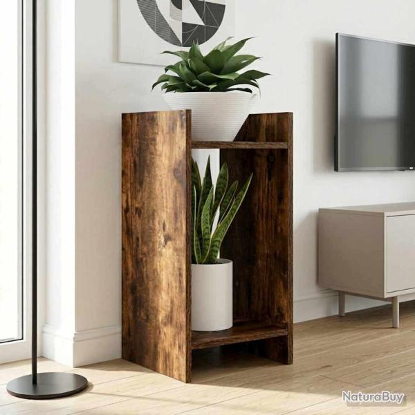 Support de Plante 2 pc Ch�ne Fum� 30 x 30 x 60 cm