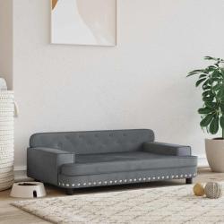 Lit pour chien gris fonc&eacute; 90x53x30 cm velours