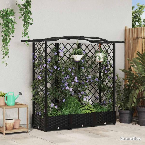 Lit �lev� avec Treillis et Toit Noir 163 x 40 x 123 cm PP