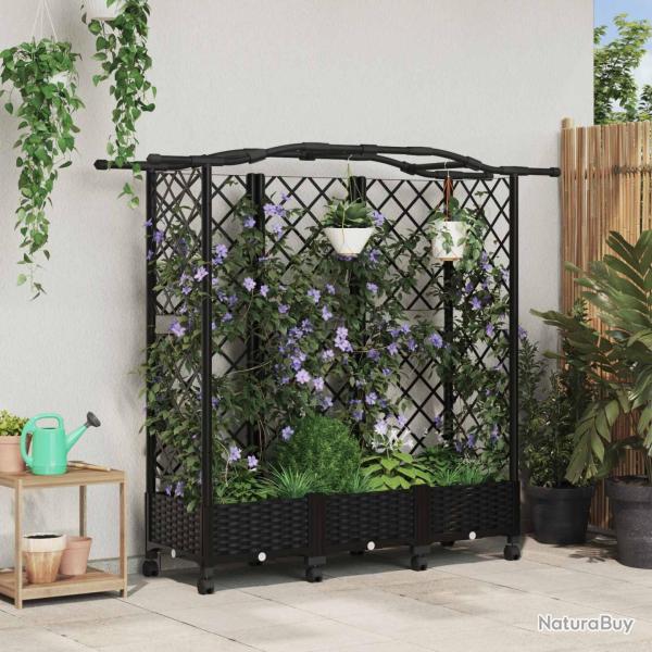 Lit �lev� avec Treillis et Toit Noir 163 x 40 x 129 cm PP