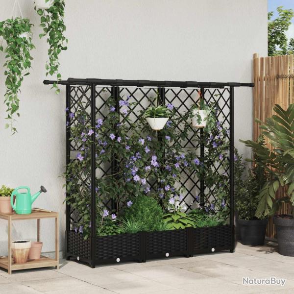 Lit �lev� avec Treillis et Toit Noir 164 x 40 x 121 cm PP