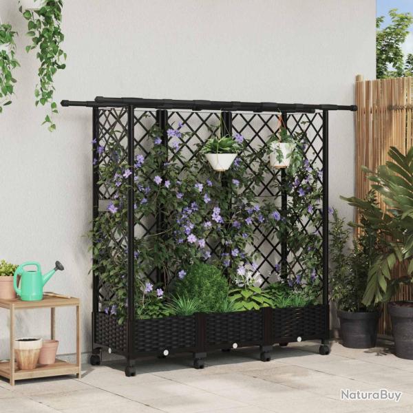Lit �lev� avec Treillis et Toit Noir 164 x 40 x 127 cm PP
