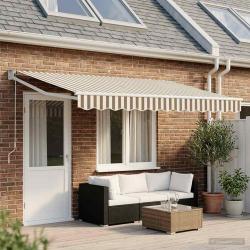 Auvent r&eacute;tractable Gris clair et blanc 4 &times; 3 m