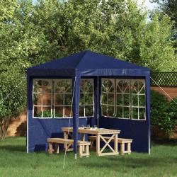Mur de tente de f&ecirc;te 2 pcs 200 x 195 cm Bleu PE et acier