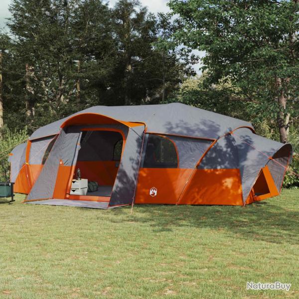 Tente familiale avec auvent imperm�able tunnel Gris et orange