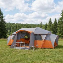 Tente familiale avec auvent imperm&eacute;able tunnel Gris et orange