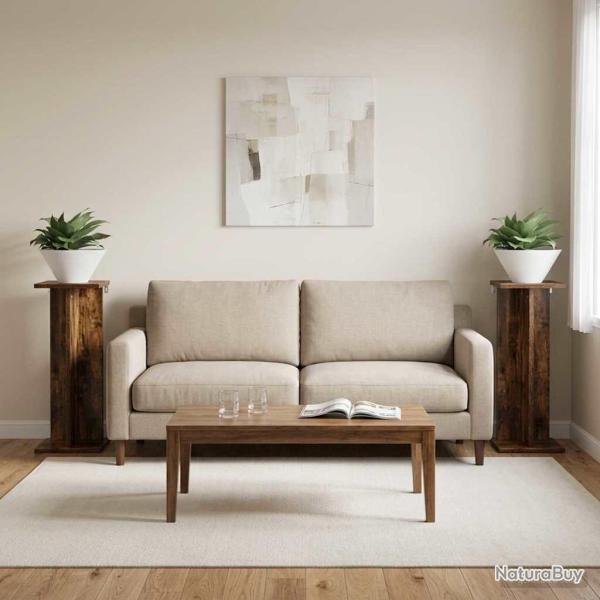 Support de Plante 2 pcs Ch�ne Fum� 25 x 25,5 x 60,5 cm