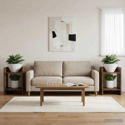 Support de Plante 2 pc Ch&ecirc;ne Fum&eacute; 30 x 30 x 40 cm