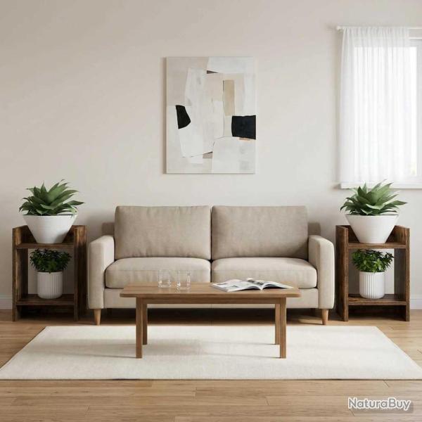 Support de Plante 2 pc Ch�ne Fum� 30 x 30 x 40 cm