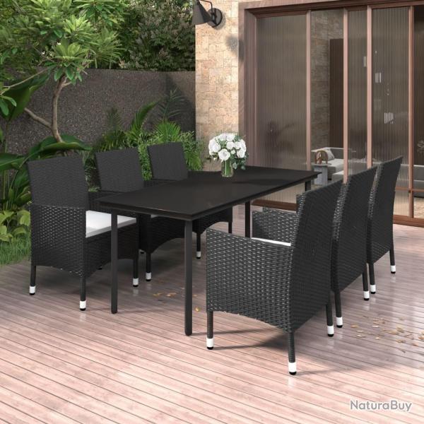 Ensemble � manger de jardin coussins 7 pcs R�sine tress�e Verre