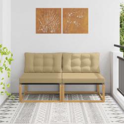 Sofa de milieu ext&eacute;rieur Bois d'acacia massif et Textil&egrave;ne