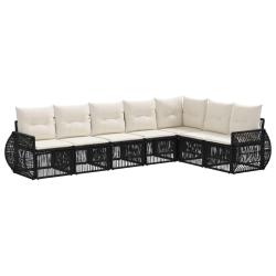 Ensemble de canap&eacute; de jardin 7 pcs Noir et blanc cr&egrave;me