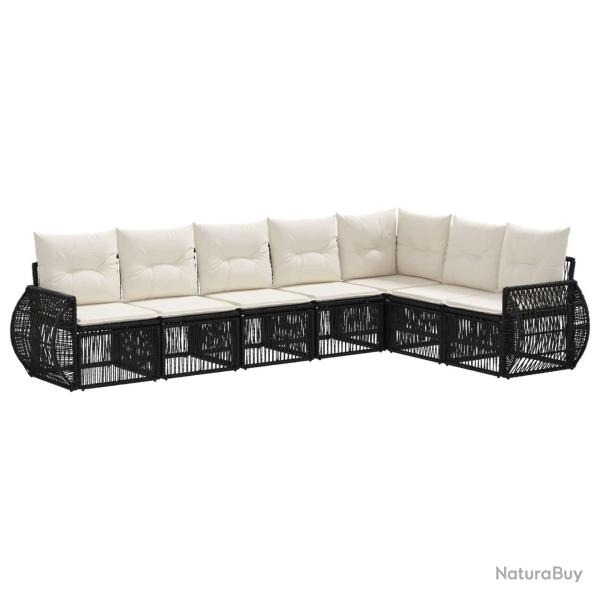 Ensemble de canap� de jardin 7 pcs Noir et blanc cr�me